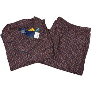 Stafford Pajama Set Mens 4XL CHERRY NEAT Pants Long Sleeve Button Shirt PJs